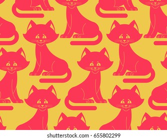 Cat seamless pattern. pet ornament. Animal Texture for childrens cloth
