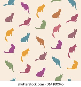 Cat seamless pattern. Pets vector background.
