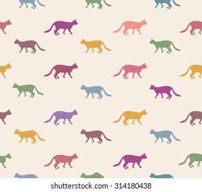 Cat seamless pattern. Pets vector background.