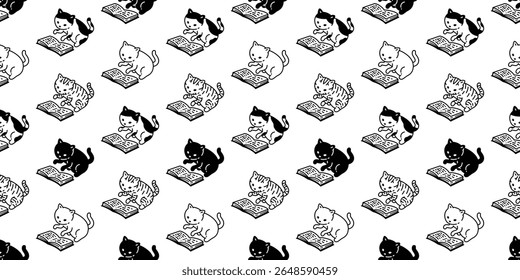 gato gatinho leitura livro calico doodle personagem de desenhos animados ilustração animal