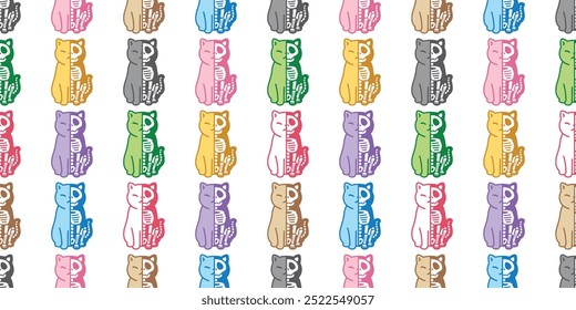 cat seamless pattern skeleton halloween skull bone cartoon colorful kitten calico sitting doodle pet tile background scarf isolated gift wrapping paper illustration repeat wallpaper