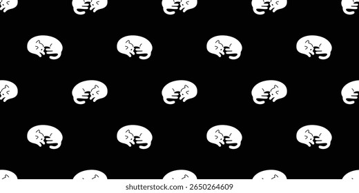 cat seamless pattern sleeping white kitten calico halloween doodle cartoon pet animal illustration tile background gift wrapping paper scarf isolated repeat wallpaper