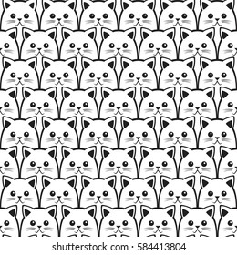 Cat seamless pattern. Vector background. Can be used for wallpaper, cover fills, web page background, surface textures, fabric