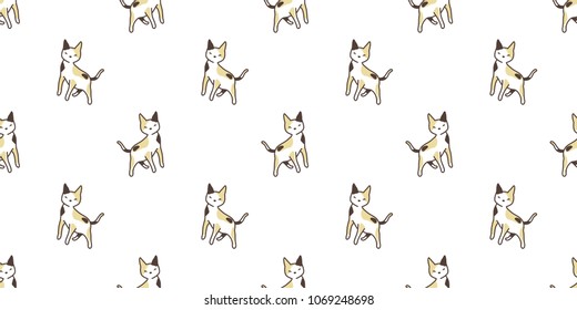 cat seamless Pattern vector calico kitten isolated background wallpaper cartoon