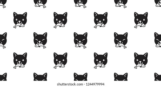 cat seamless pattern vector calico kitten eating fish salmon tuna scarf isolated cartoon repeat wallpaper tile background illustration black