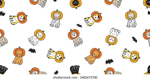 cat seamless pattern vector Halloween pumpkin head kitten calico bat scarf isolated tile background repeat wallpaper cartoon illustration doodle design