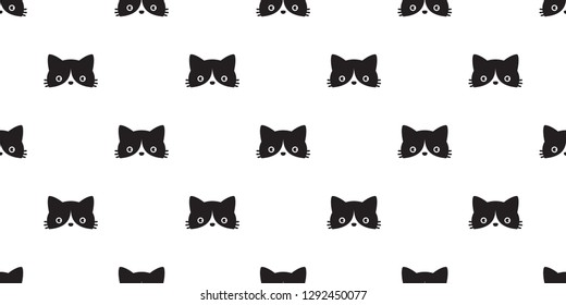 cat seamless pattern vector head calico black kitten scarf isolated repeat wallpaper cartoon tile background illustration