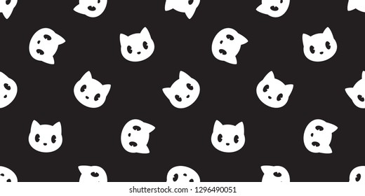 cat seamless pattern vector head kitten calico repeat wallpaper scarf isolated cartoon tile background doodle illustration black