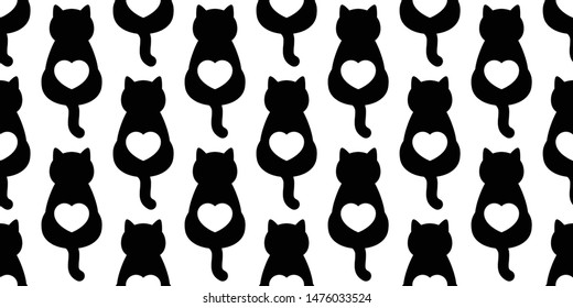 cat seamless pattern vector heart valentine kitten cartoon scarf isolated repeat background tile wallpaper illustration doodle design