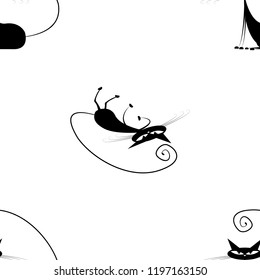 Cat seamless pattern. Vector illustration of a seamless pattern of cats icons. Funny cat logo.