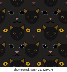 Cat seamless pattern, vector illustration background.Great for wrapping paper,fabric for kids and any print art.