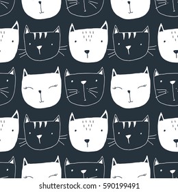 Cat seamless pattern vector illustration for t-shirt design. Vector illustration design for fashion fabrics, textile graphics, prints.