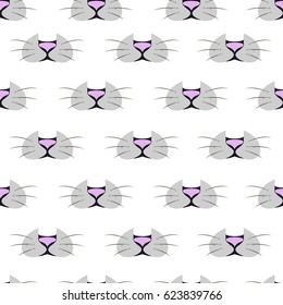 Cat. Seamless pattern. Vector illustration.