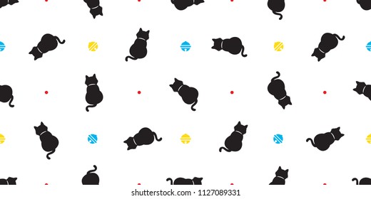 cat Seamless Pattern vector kitten calico polka dot bell scarf isolated tile background halloween repeat wallpaper