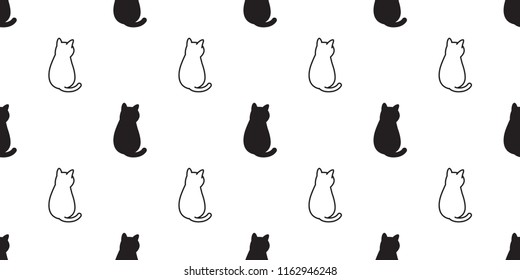 cat Seamless pattern vector kitten calico cartoon scarf isolated Halloween tile background repeat wallpaper doodle illustration