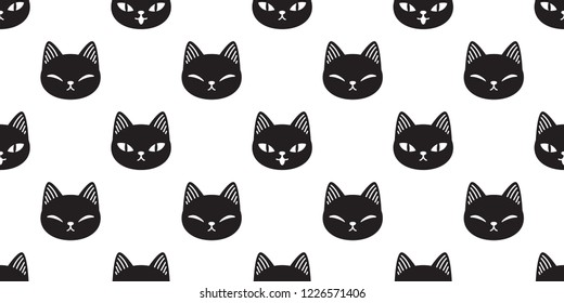 Cat seamless pattern vector kitten calico cartoon tile background scarf isolated illustration repeat wallpaper gift wrap