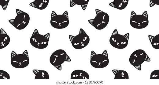 Cat seamless pattern vector kitten calico cartoon illustration tile background scarf isolated repeat wallpaper gift wrap