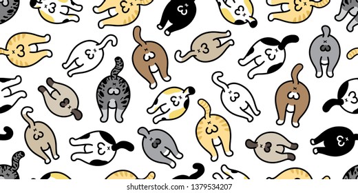 cat seamless pattern vector kitten calico butt pet breed scarf isolated repeat wallpaper tile background