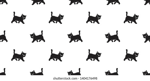 cat seamless pattern vector kitten calico walking cartoon scarf isolated tile background repeat wallpaper doodle illustration