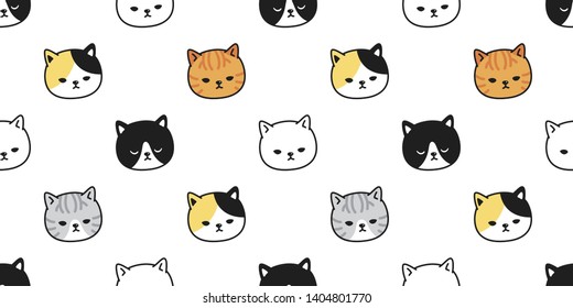 cat seamless pattern vector kitten calico pet breed scarf isolated repeat wallpaper tile background cartoon illustration
