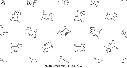 Cat Seamless Pattern Vector Kitten Calico Walking Cartoon Scarf Isolated Tile Background Repeat Wallpaper Doodle Illustration White