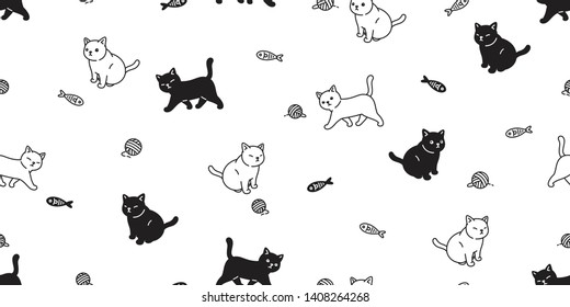 cat seamless pattern vector kitten calico scarf isolated cartoon tile background repeat wallpaper illustration doodle