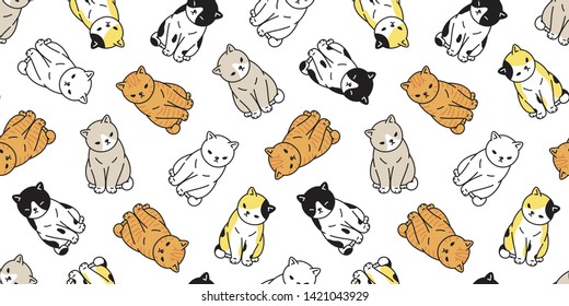 cat seamless pattern vector kitten calico ginger scarf isolated cartoon tile wallpaper repeat background illustration design