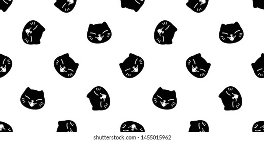 cat seamless pattern vector kitten head face scarf isolated cartoon tile wallpaper repeat background halloween illustration design