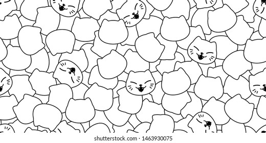 cat seamless pattern vector kitten head scarf isolated Halloween cartoon tile wallpaper repeat background Halloween illustration white doodle design