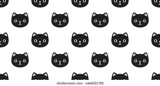cat seamless pattern vector kitten head face cartoon scarf isolated tile wallpaper repeat background halloween illustration design
