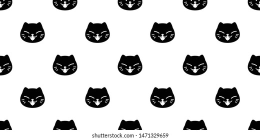 cat seamless pattern vector kitten head face cartoon tile wallpaper scarf isolated repeat background halloween illustration design