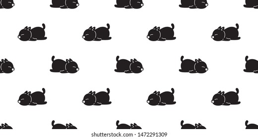 cat seamless pattern vector kitten sleeping scarf isolated tile wallpaper repeat background cartoon illustration black design