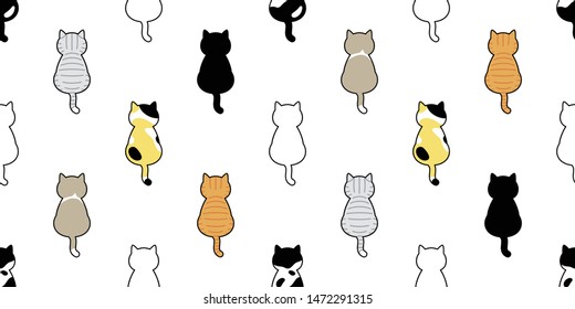cat seamless pattern vector kitten calico breed scarf isolated cartoon tile wallpaper repeat background illustration doodle design