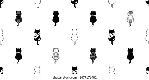 cat seamless pattern vector kitten calico breed scarf isolated cartoon tile wallpaper repeat background illustration doodle white design