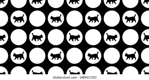 cat seamless pattern vector kitten calico cartoon scarf isolated polka dot repeat background tile wallpaper illustration doodle design