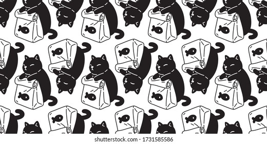 cat seamless pattern vector kitten food calico scarf isolated cartoon tile wallpaper repeat background illustration design