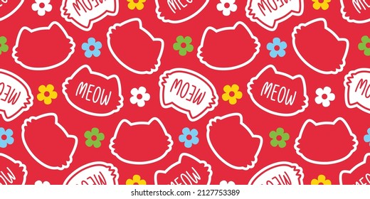 cat seamless pattern vector meow kitten pet repeat background tile wallpaper cartoon doodle illustration design scarf isolated