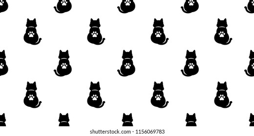 cat Seamless pattern vector paw Halloween kitten calico cartoon tile background scarf isolated repeat wallpaper