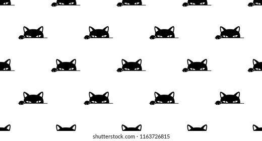 cat Seamless pattern vector paw kitten calico Halloween cartoon scarf isolated tile background repeat wallpaper illustration doodle