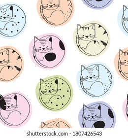 cat seamless pattern, vector textile fabric print, wrapping paper