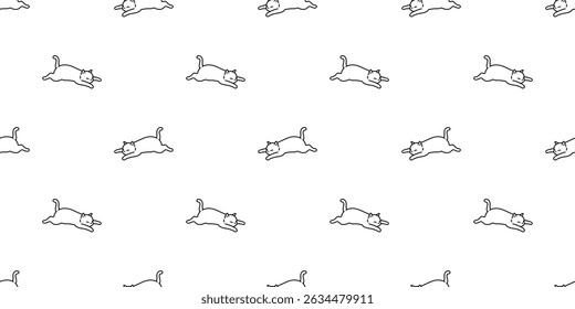 cat seamless pattern white kitten sleeping calico cartoon doodle pet animal illustration tile background gift wrapping paper repeat wallpaper