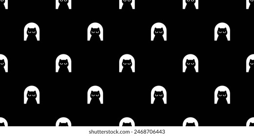 cat seamless pattern window kitten calico neko vector pet cartoon doodle tile background gift wrapping paper repeat wallpaper scarf isolated illustration black design