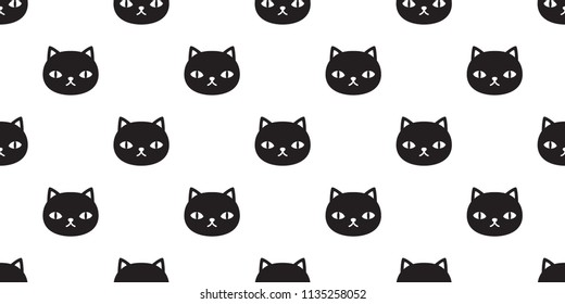 cat Seamless vector pattern black kitten calico Halloween tile background scarf isolated repeat wallpaper