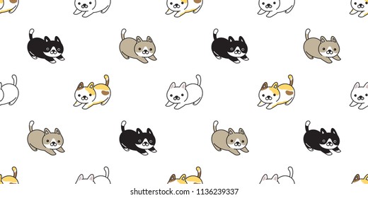 cat Seamless vector Pattern kitten calico breed cartoon illustration tile background scarf isolated wallpaper