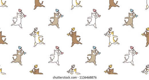 cat Seamless vector Pattern kitten calico breed fish salmon cartoon illustration tile background scarf isolated wallpaper