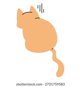Katze von hinten gesehen. Trendige moderne Vektorgrafik einzeln auf weißem Hintergrund, handgezeichnet, flaches Design