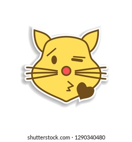 the cat sends kisses colored emoji sticker icon. Element of emoji for mobile concept and web apps illustration.