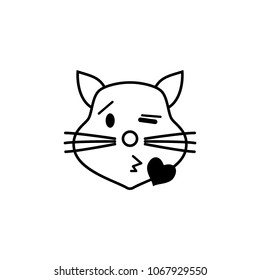 the cat sends kisses icon. Detailed set of avatars of professions icons. Premium quality line graphic design. One of the collection icons for websites, web design, mobile app on white background