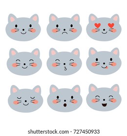 cat set of emotions