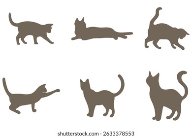 Cat set isolated silhouette vector, Hand drawn black cats isolated on white background. Vector illustration of Halloween decorative elements for design eps 10